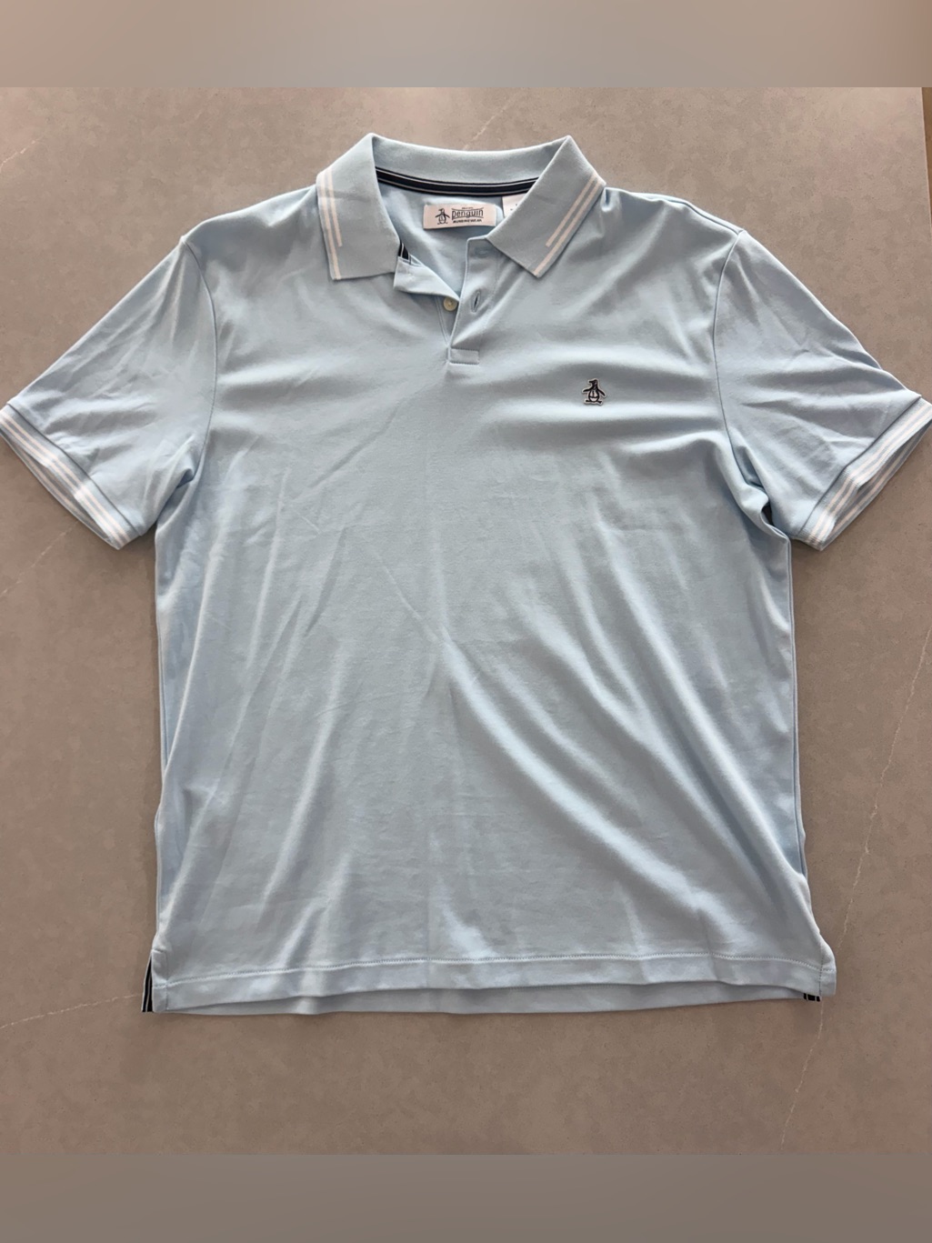 Original Penguin Light Blue Polo With Contrast Trim